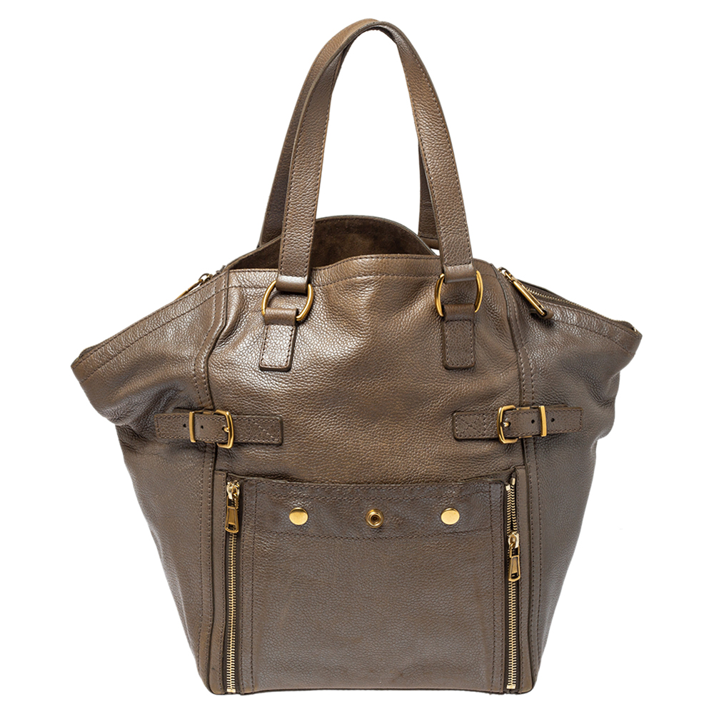 Pre Owned Yves Saint Laurent Beige Leather Large Downtown Tote
