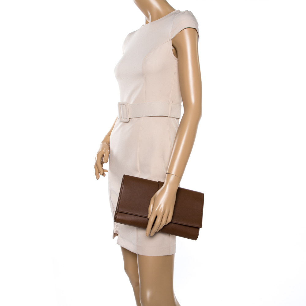 

Saint Laurent Brown Leather Y-Ligne Clutch