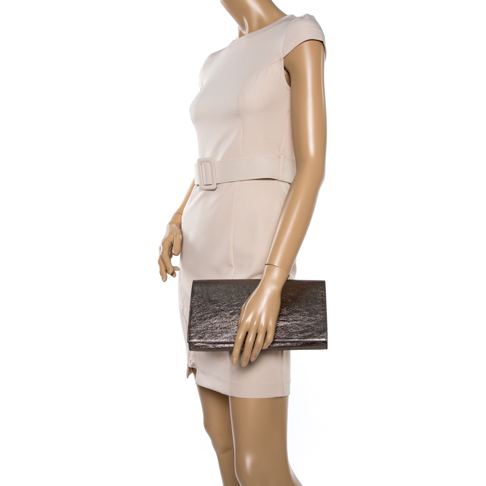 

Saint Laurent Metallic Leather Belle De Jour Clutch