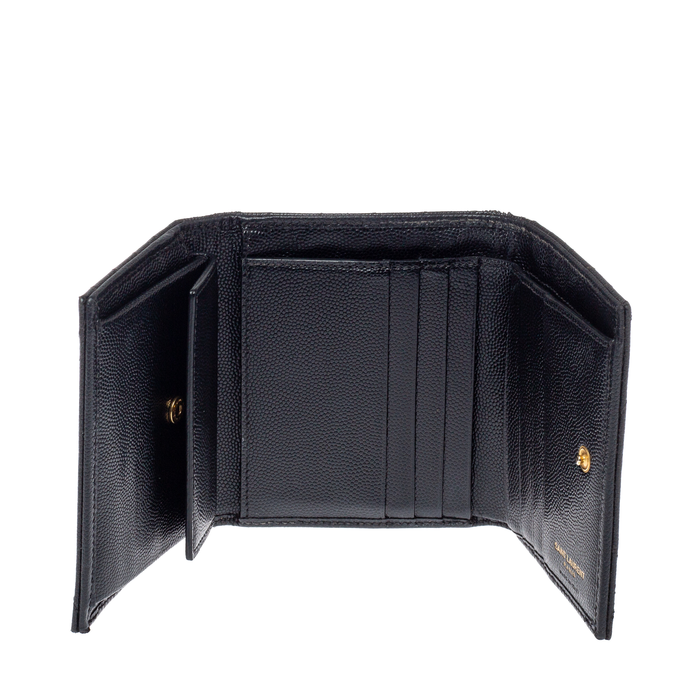 

Saint Laurent Black Matelasse Leather Monogram Trifold Wallet
