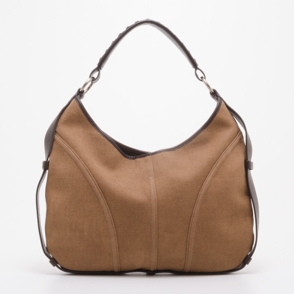 مملوكة مسبقًا Yves Saint Laurent Canvas and Leather Trim Hobo 