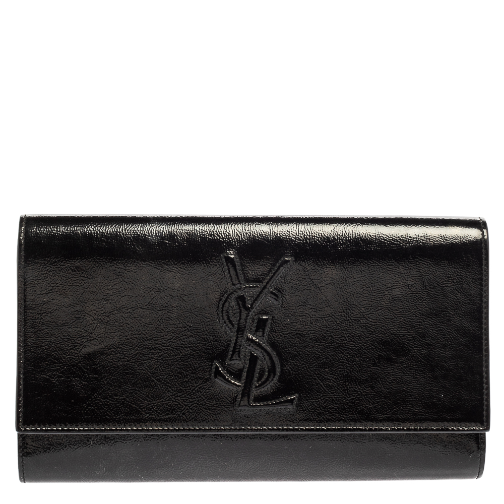 Click to view more detailed imagery on our partner's website Pre-owned Saint Laurent Paris Saint Laurent Black Patent Leather Belle De Jour Flap Clutch