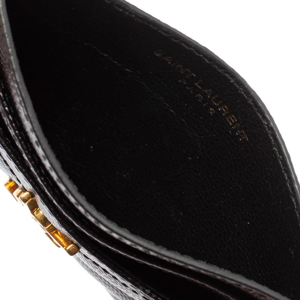 

Saint Laurent Black Matelasse Leather Monogram Card Holder