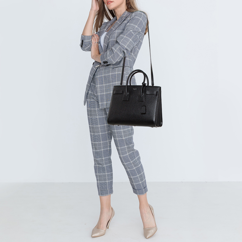 

Saint Laurent Black Leather Small Classic Sac De Jour Tote