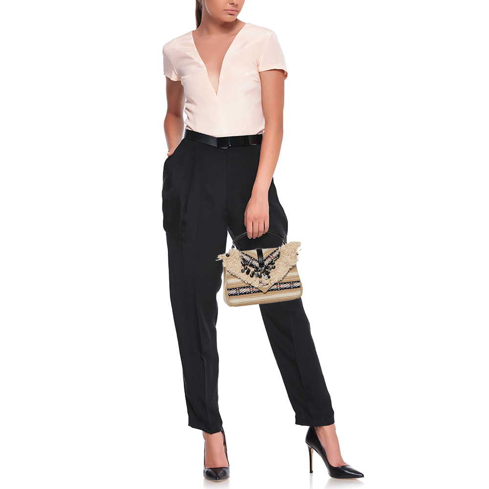 

Saint Laurent Beige Canvas Medium College Top Handle Bag