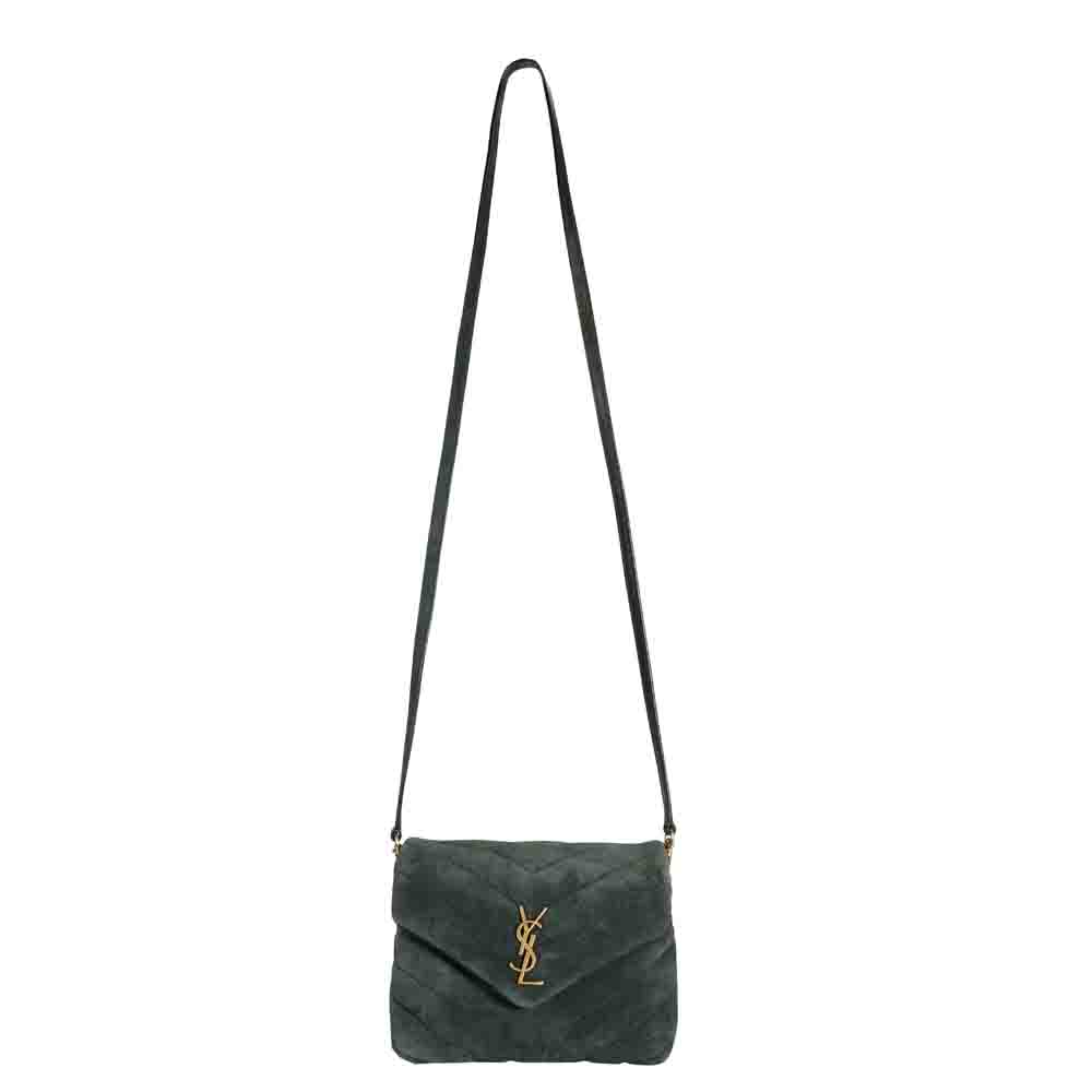 green suede ysl bag