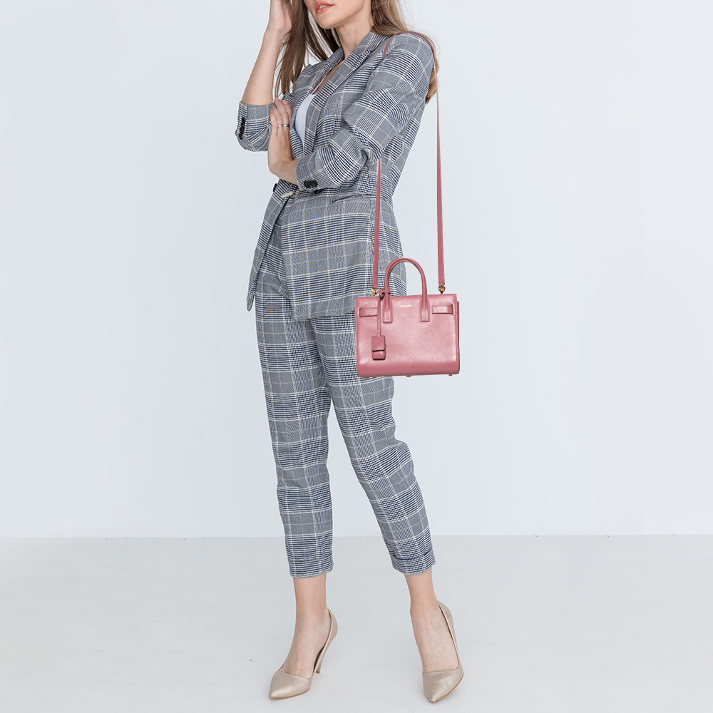 

Saint Laurent Pink Leather Nano Classic Sac De Jour Tote