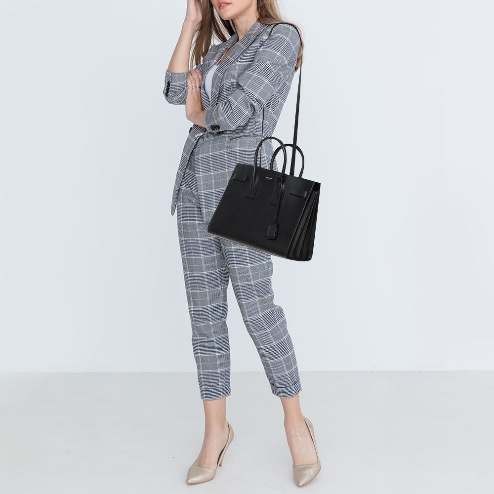 

Saint Laurent Black Leather Small Classic Sac De Jour Tote