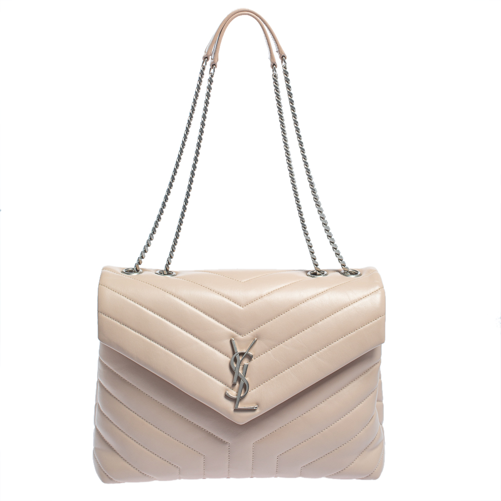 Pre-owned Saint Laurent Pink Matelass&eacute; Leather Medium Loulou Shoulder Bag