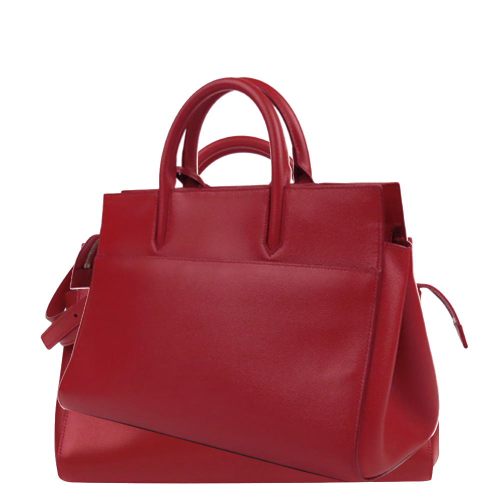 

Saint Laurent Paris Red Leather Cabas Rive Gauche Satchel Bag