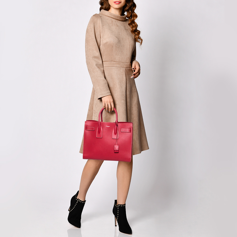 

Saint Laurent Red Leather Small Classic Sac De Jour Tote, Yellow