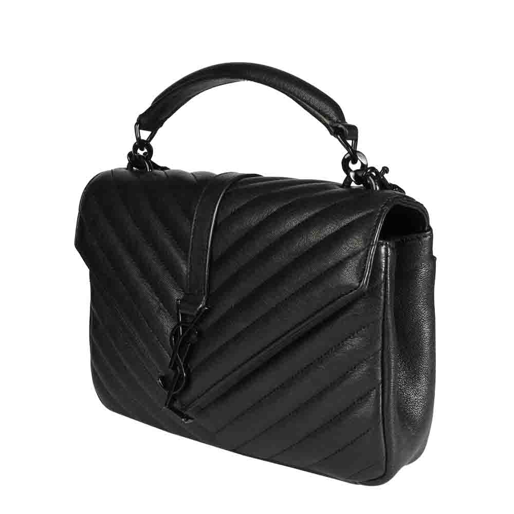 

Saint Laurent Paris Black Matelasse Quilted Leather Medium College Bag