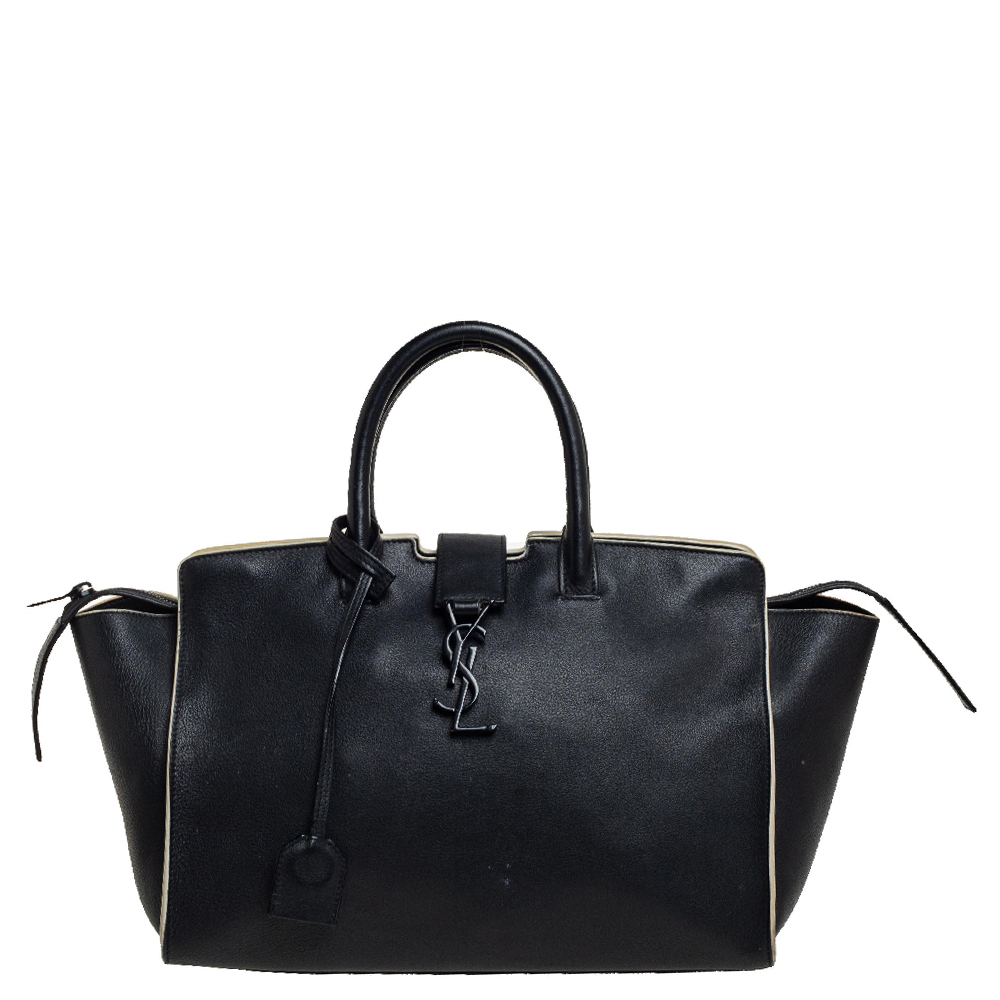 Click to view more detailed imagery on our partner's website Pre-owned Saint Laurent Black Leather Small Downtown Cabas Tote