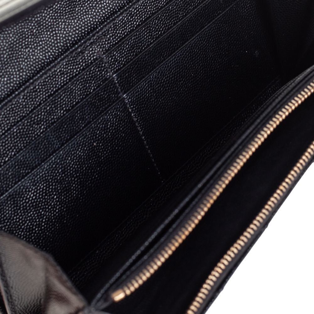 

Saint Laurent Black Matelassé Leather Monogram Envelope Wallet