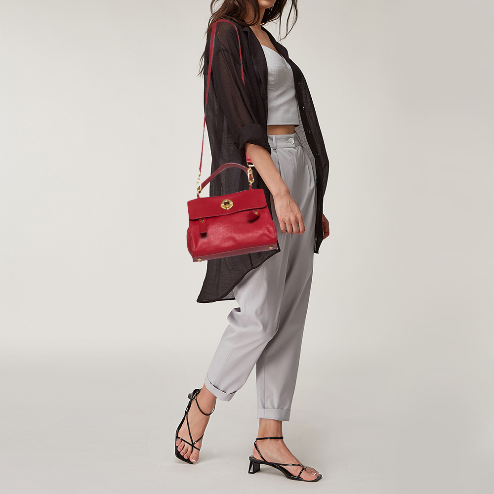 

Saint Laurent Red Leather Muse Two Satchel