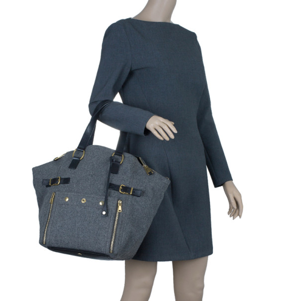 

Yves Saint Laurent Grey Felt Downtown Luggage Tote