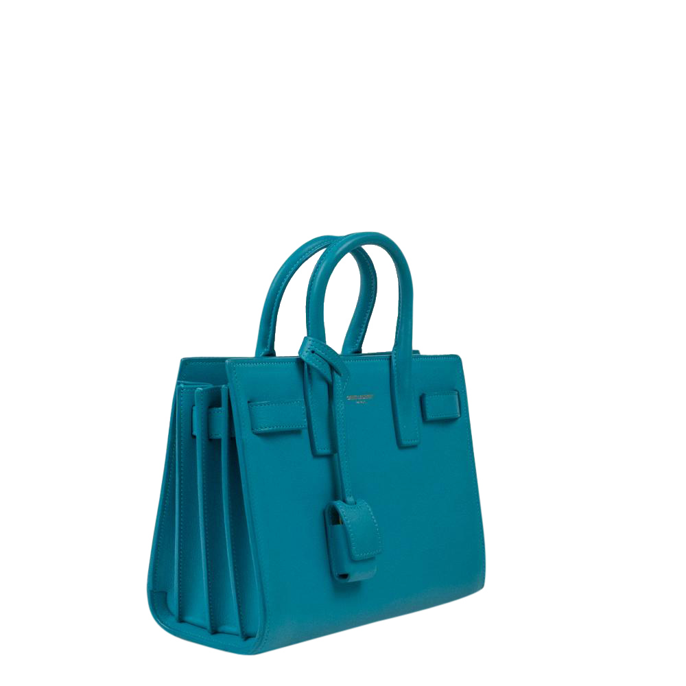 

Saint Laurent Paris Blue Leather Sac De Jour Tote Bag
