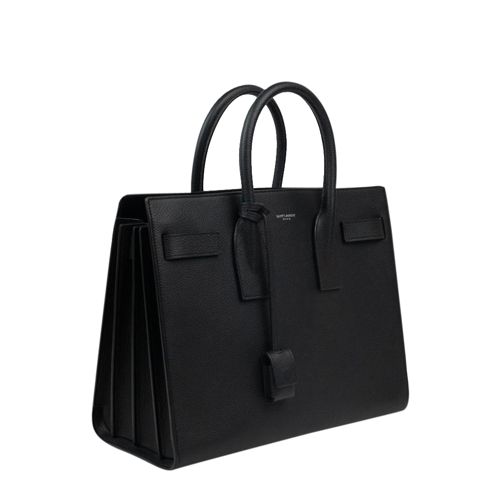 

Saint Laurent Paris Black Leather Sac De Jour Tote Bag