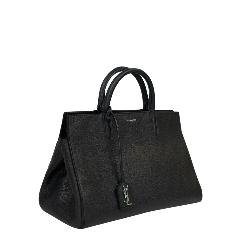 

Saint Laurent Paris Black Leather  Cabas Rive Gauche Tote Bag