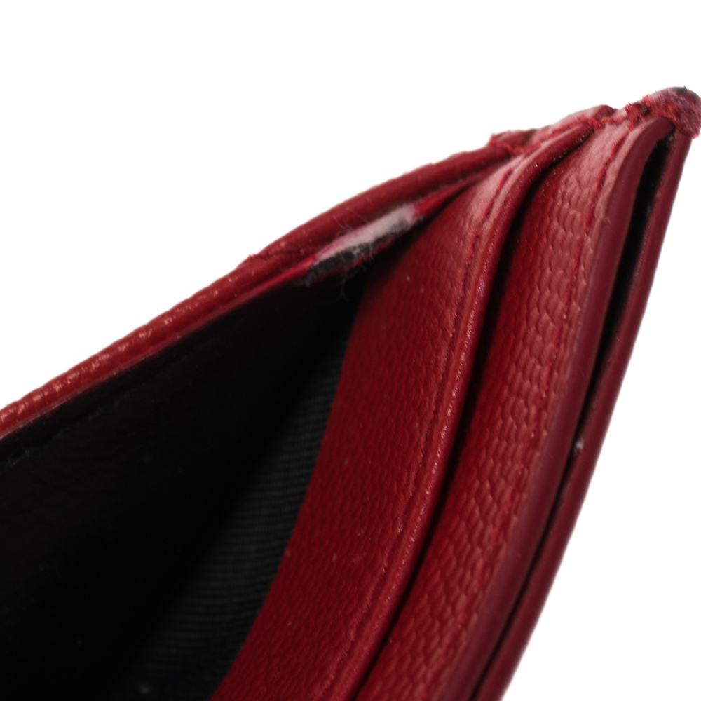 

Saint Laurent Red Matelassé Leather Monogram Card Holder