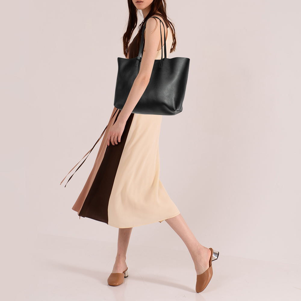 

Saint Laurent Black Leather E/W Shopping Tote