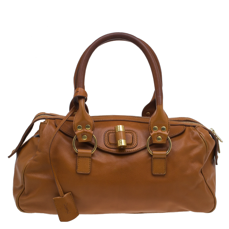 Pre Owned Saint Laurent Paris Tan Leather Muse Bowler Bag