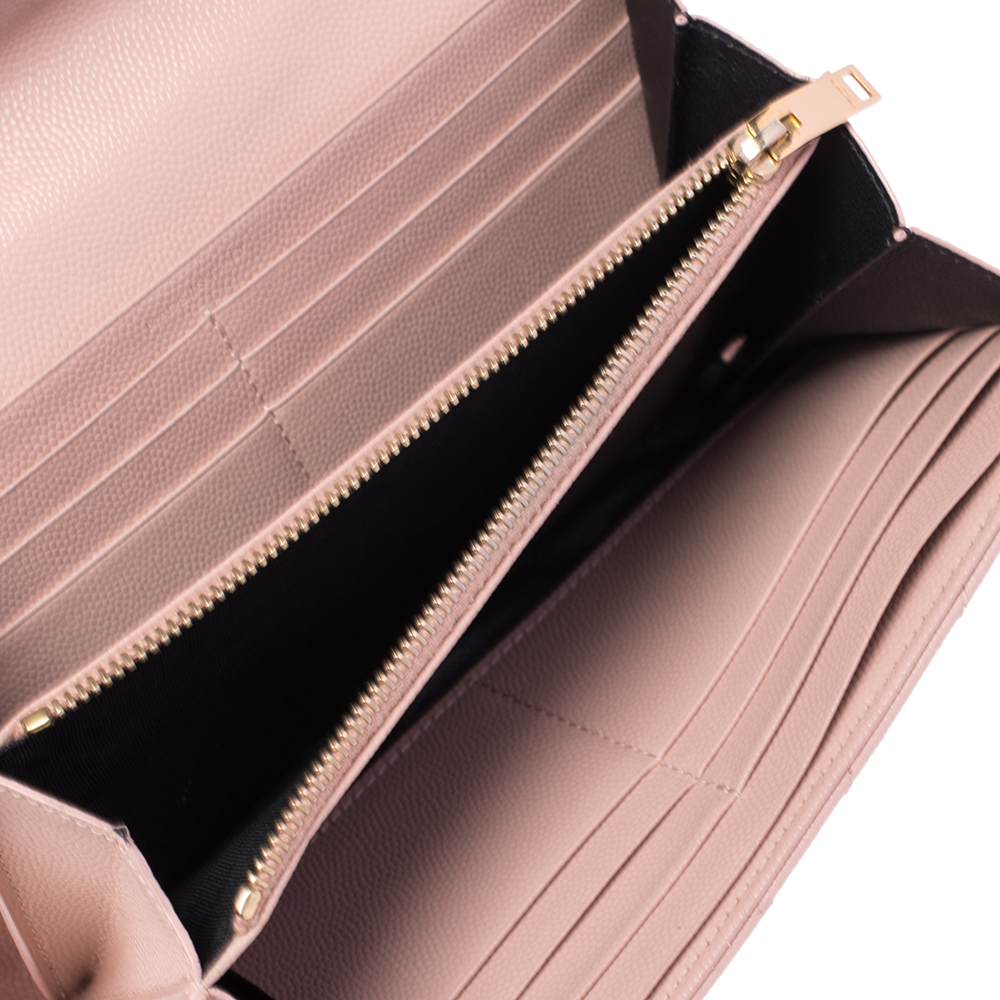 

Saint Laurent Beige Matelassé Leather Monogram Envelope Wallet