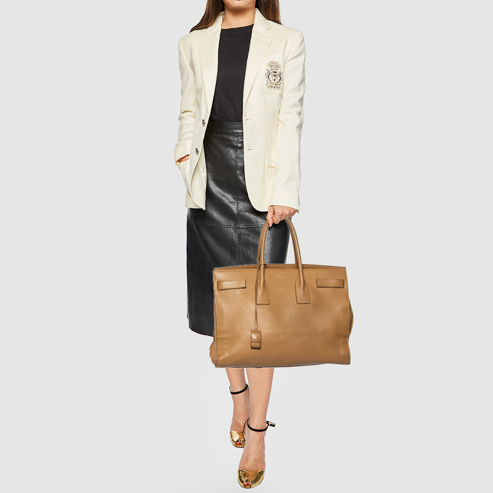 Saint Laurent Beige Leather Large Sac De Jour Tote
