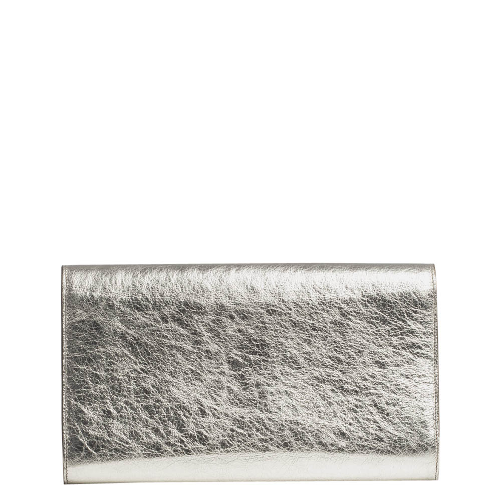 

Saint Laurent Paris Silver Leather Bell De Jour Wallet