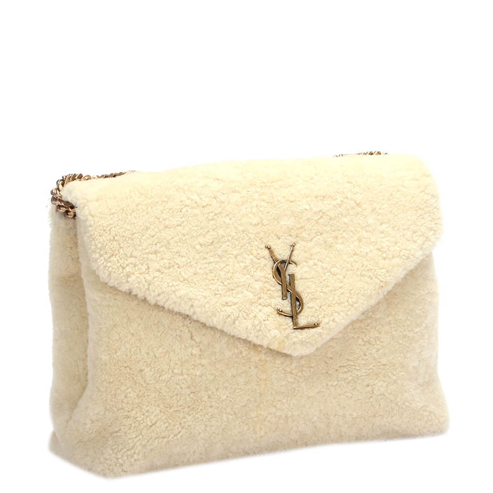 

Saint Laurent Paris Creme Shearling LouLou Toy Bag, Cream