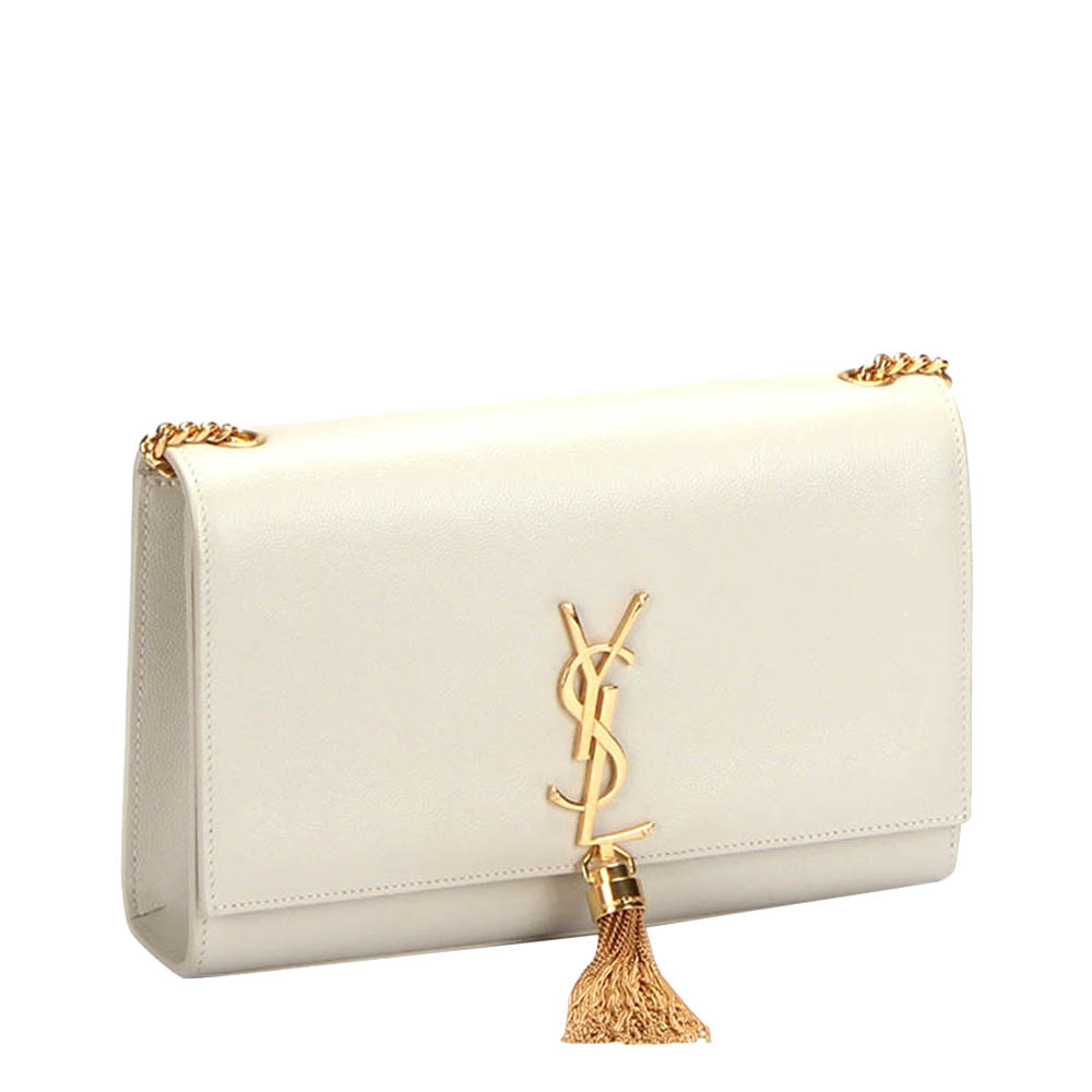

Saint Laurent Paris White Medium Kate Tassel Leather Shoulder Bag