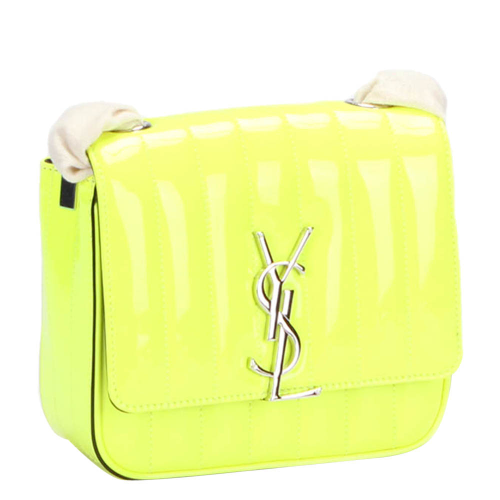 

Saint Laurent Paris Yellow Patent Leather Vicky Shoulder Bag