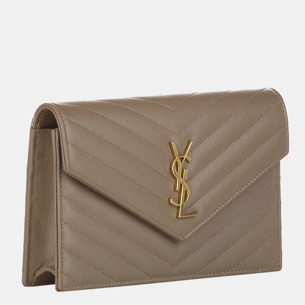 

Saint Laurent Paris Beige Monogram Chevron Envelope Leather Crossbody Bag