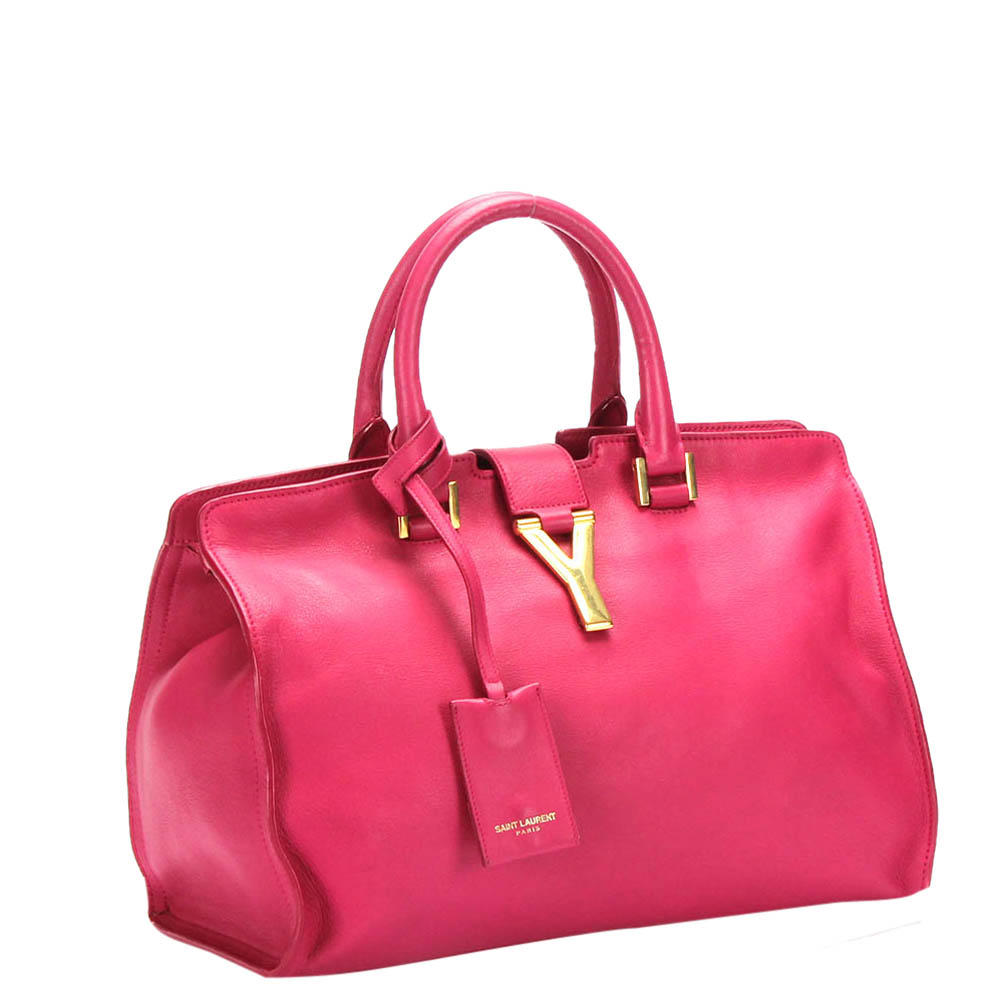 

Saint Laurent Paris Pink Calfskin Leather Y Cabas Bag