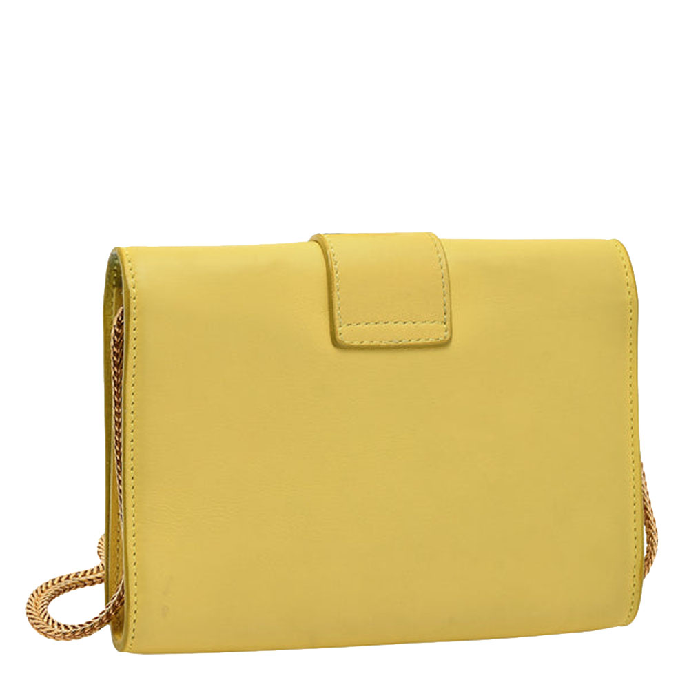 

Saint Laurent Yellow Calfskin Leather ChYc Mini Crossbody Bag