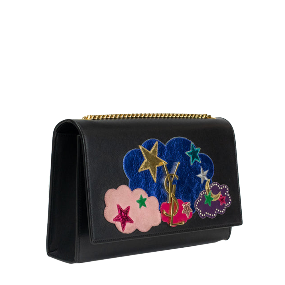 

Saint Laurent Paris Black Leather Cloud Star Kate Shoulder Bag