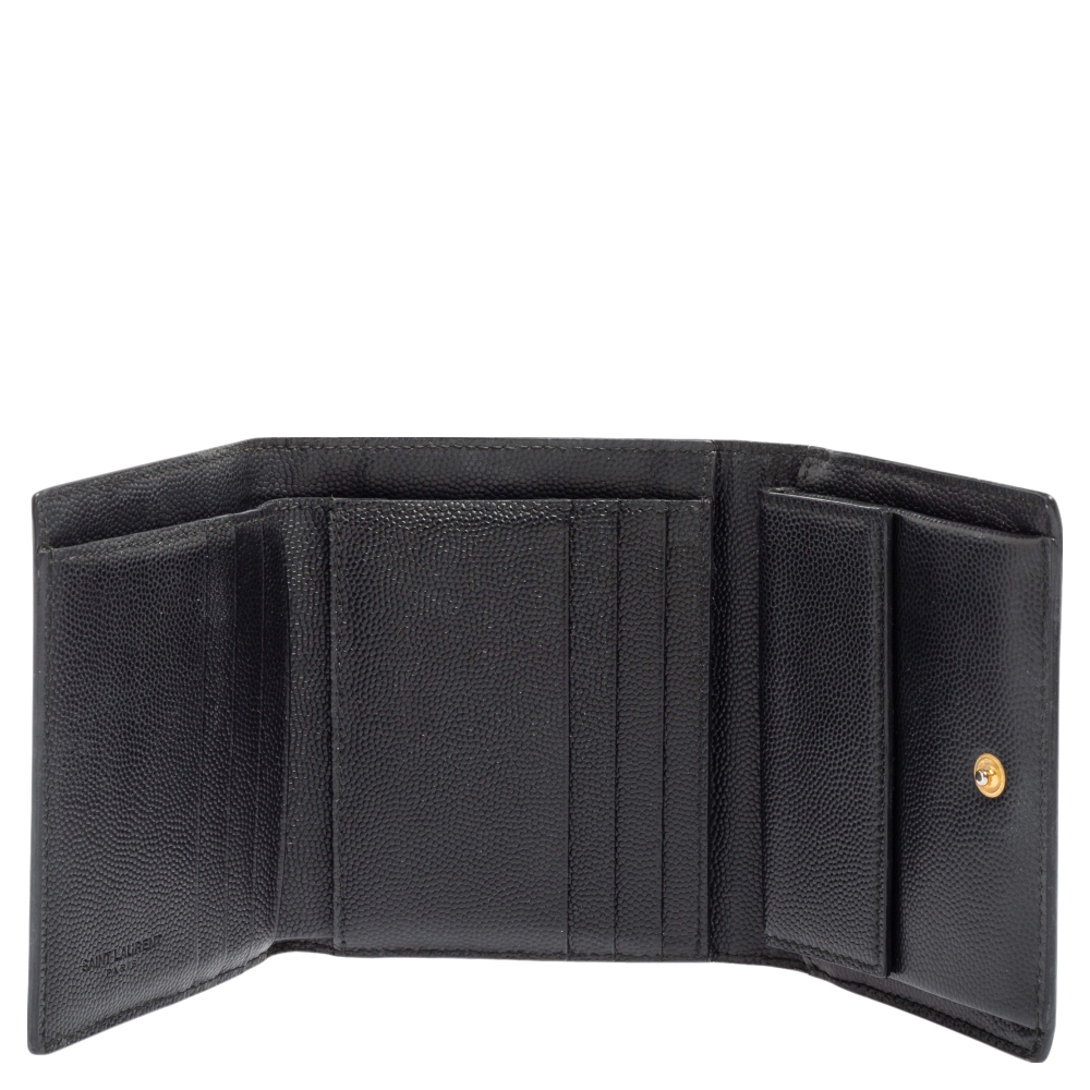 

Saint Laurent Black Leather Trifold Wallet