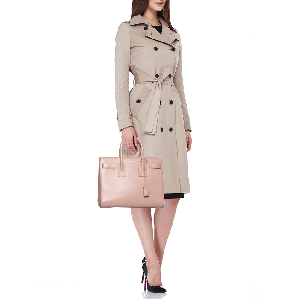 

Saint Laurent Beige Leather Small Sac De Jour Tote