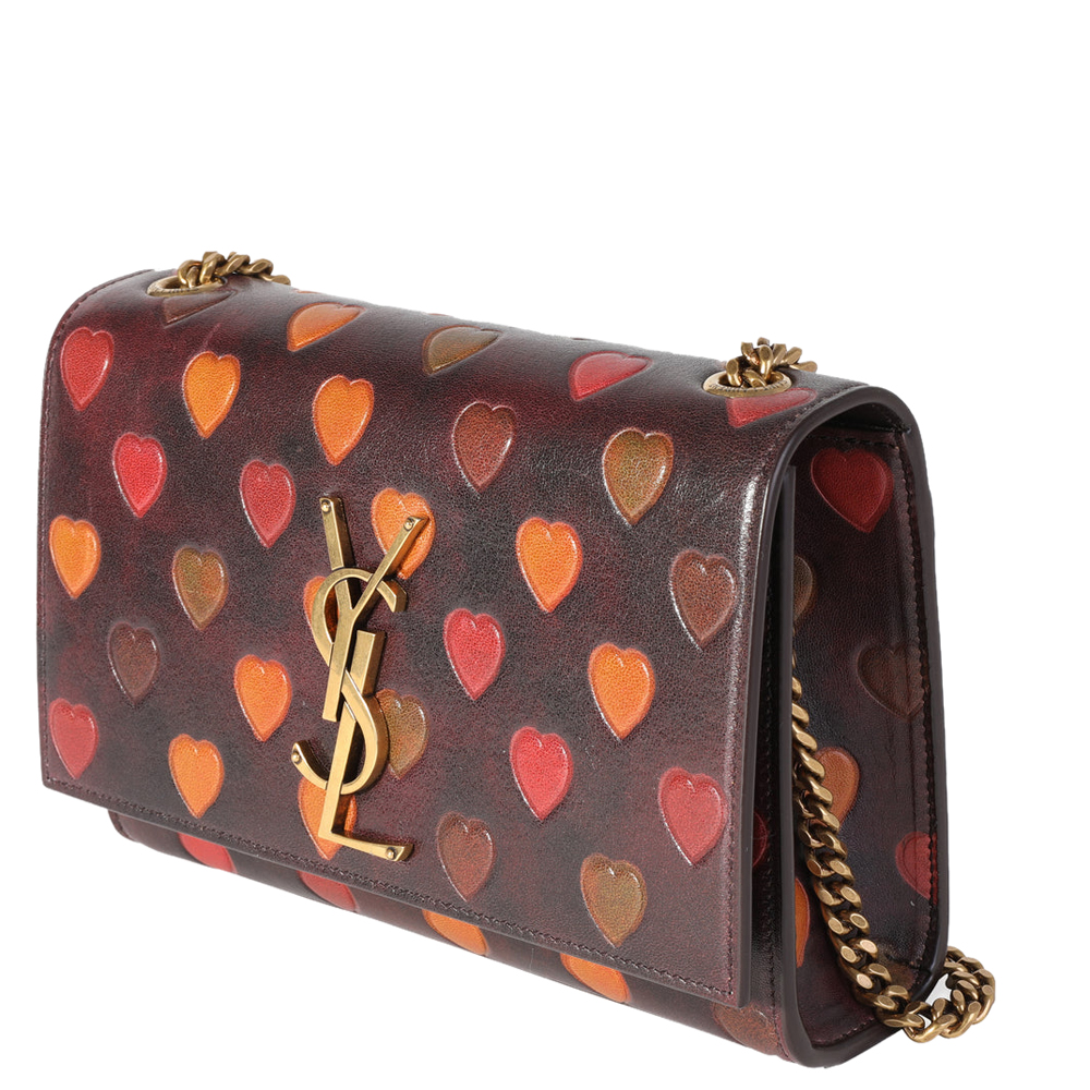 

Saint Laurent Multicolor Calfskin Leather Heart-Embossed (2021) Kate Shoulder Bag