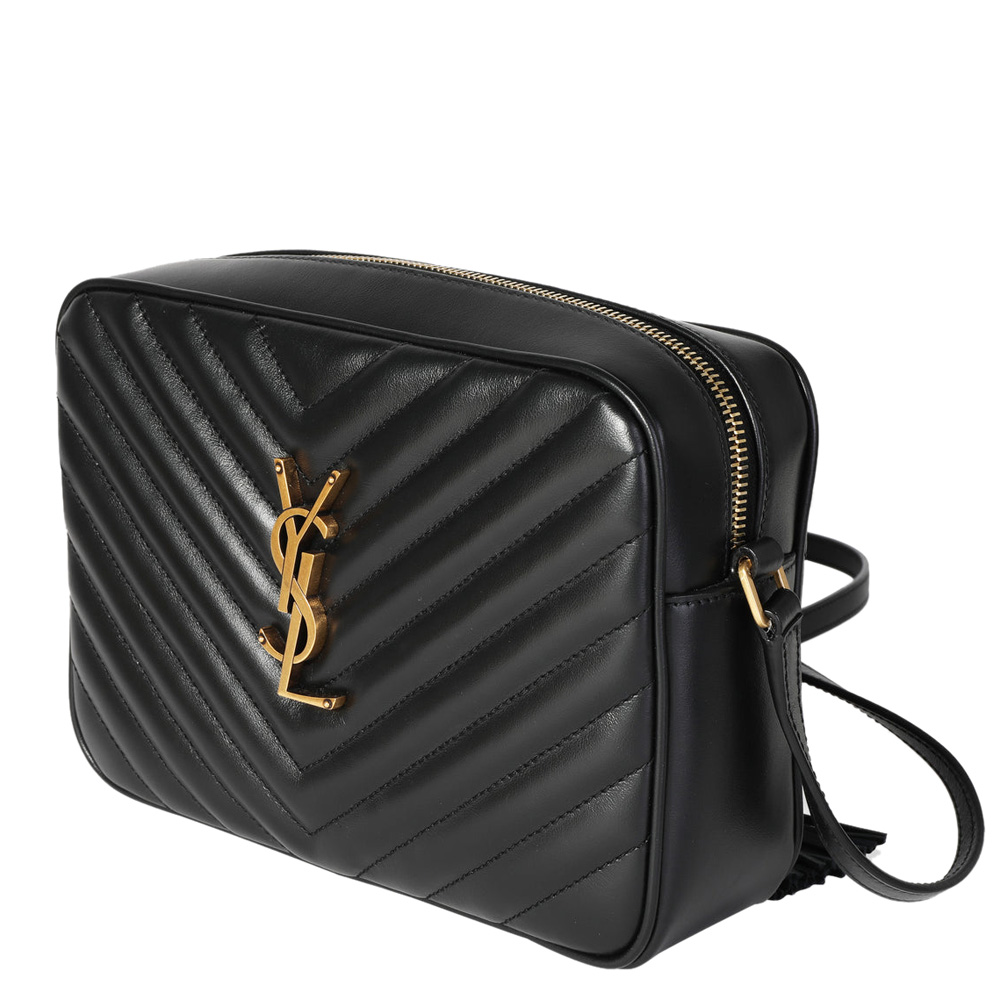 

Saint Laurent Black Matelasse Calfskin Leather Monogram Lou Camera Bag