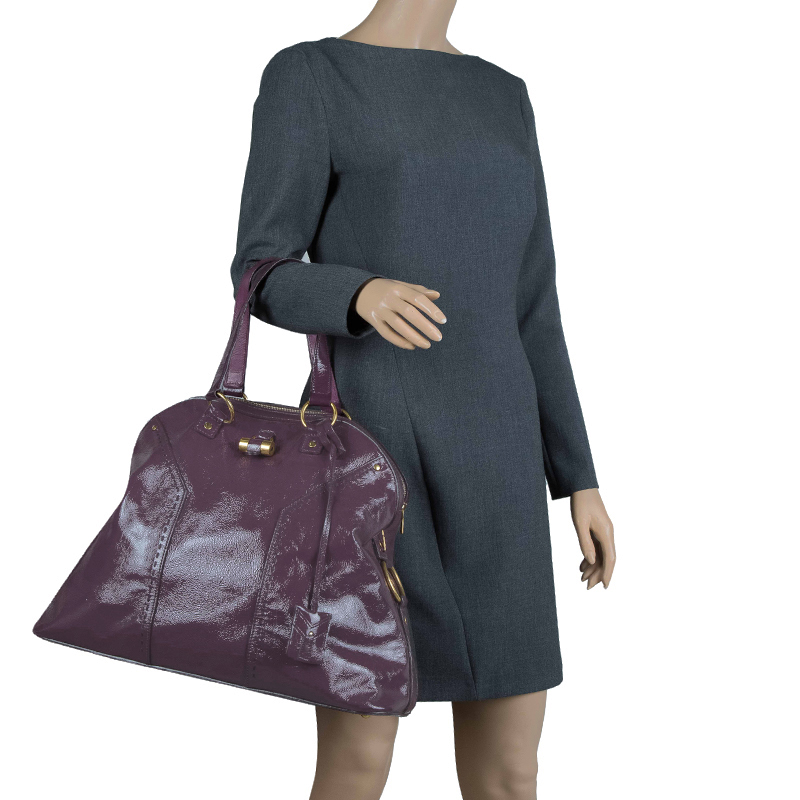 

Yves Saint Laurent Purple Patent Leather Oversized Muse Tote