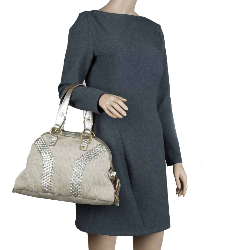 

Yves Saint Laurent Beige Canvas Medium Muse Satchel