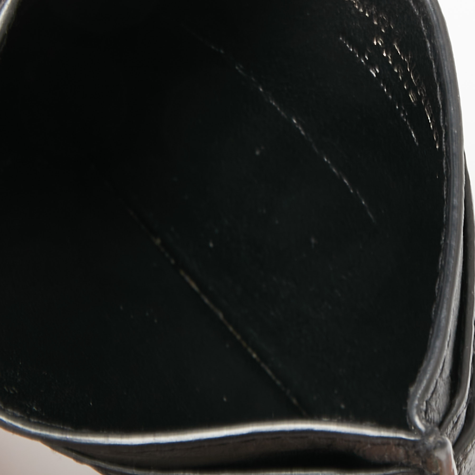 

Saint Laurent Black Croc Embossed Leather Monogram Card Holder