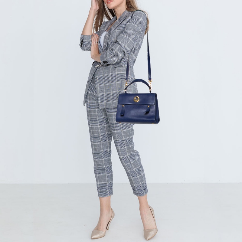 

Saint Laurent Blue Leather and Fabric Muse Two Bag
