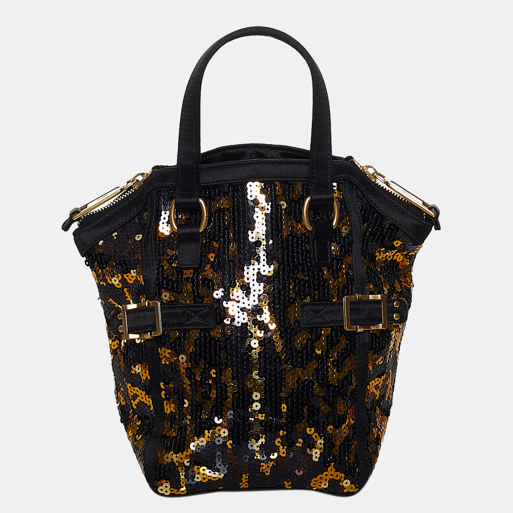 Pre-owned Saint Laurent Black/brown Downtown Sequin Handbag