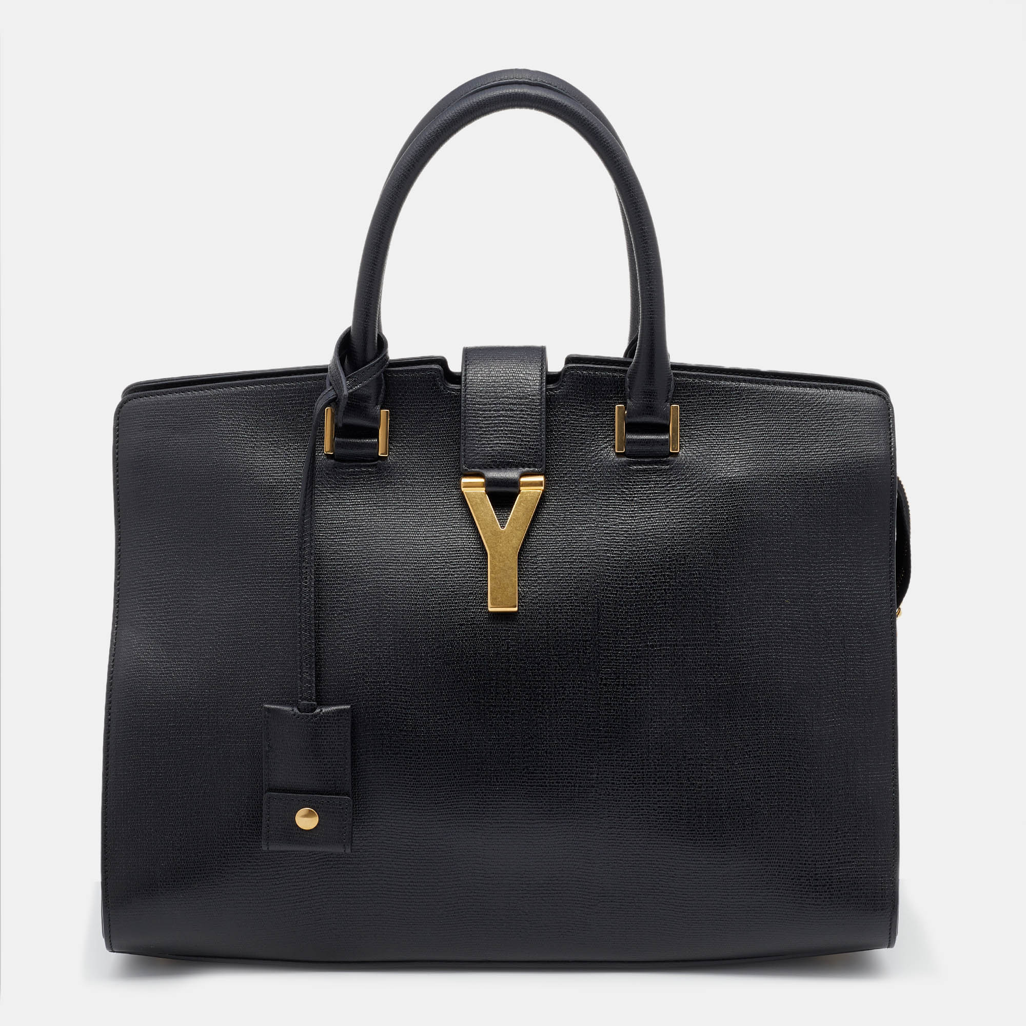 Pre-owned Saint Laurent Black Leather Medium Cabas Chyc Tote