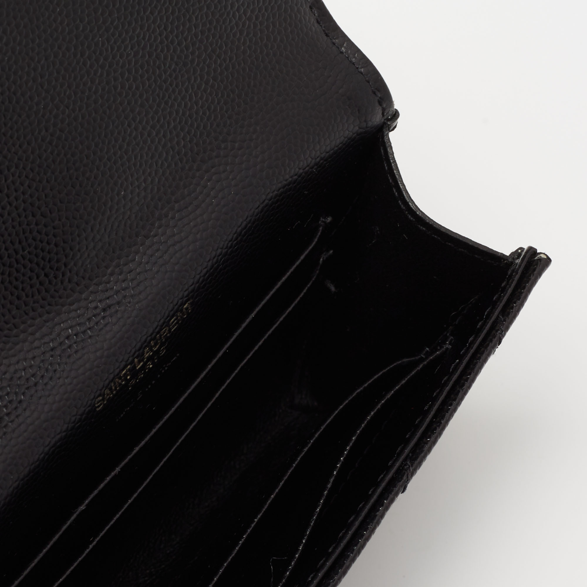 

Saint Laurent Black Leather Monogram Envelope Compact Wallet