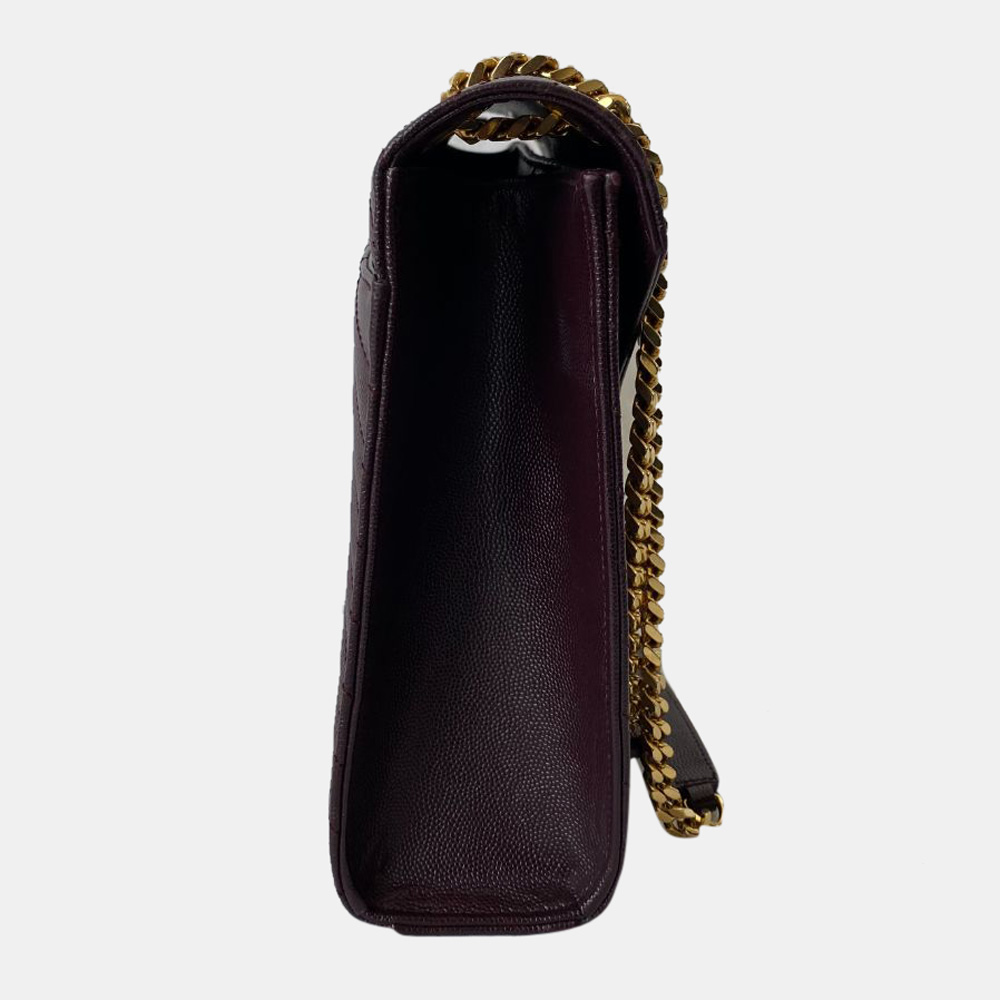 

Saint Laurent Burgundy Matelasse Large Cassandre Flap Bag