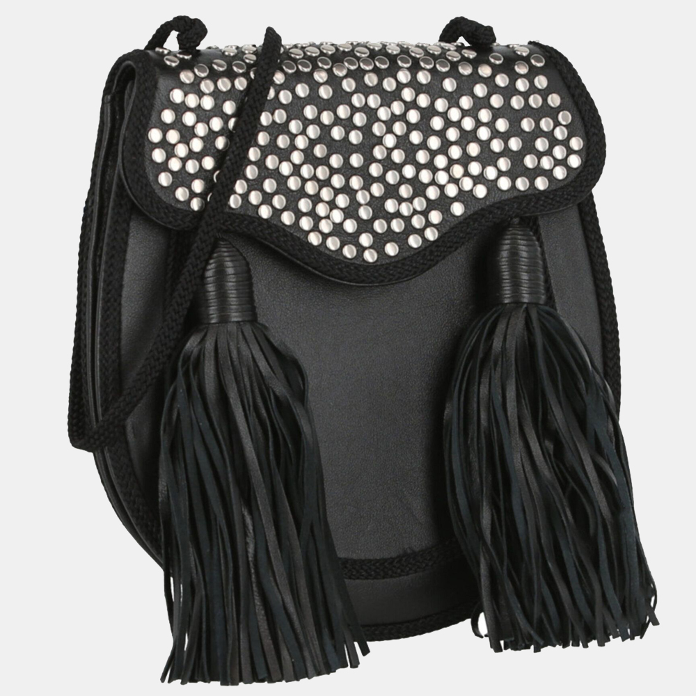 

Saint Laurent Paris Black Leather Studded Opium 2 Crossbody Bag