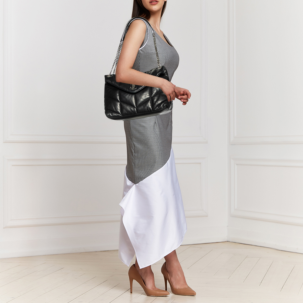 

Saint Laurent Black Puffer Leather Medium Loulou Shoulder Bag